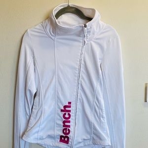Bench White and Pink Women's XS Jacket Full Zip Mock Neck Thumb Holes